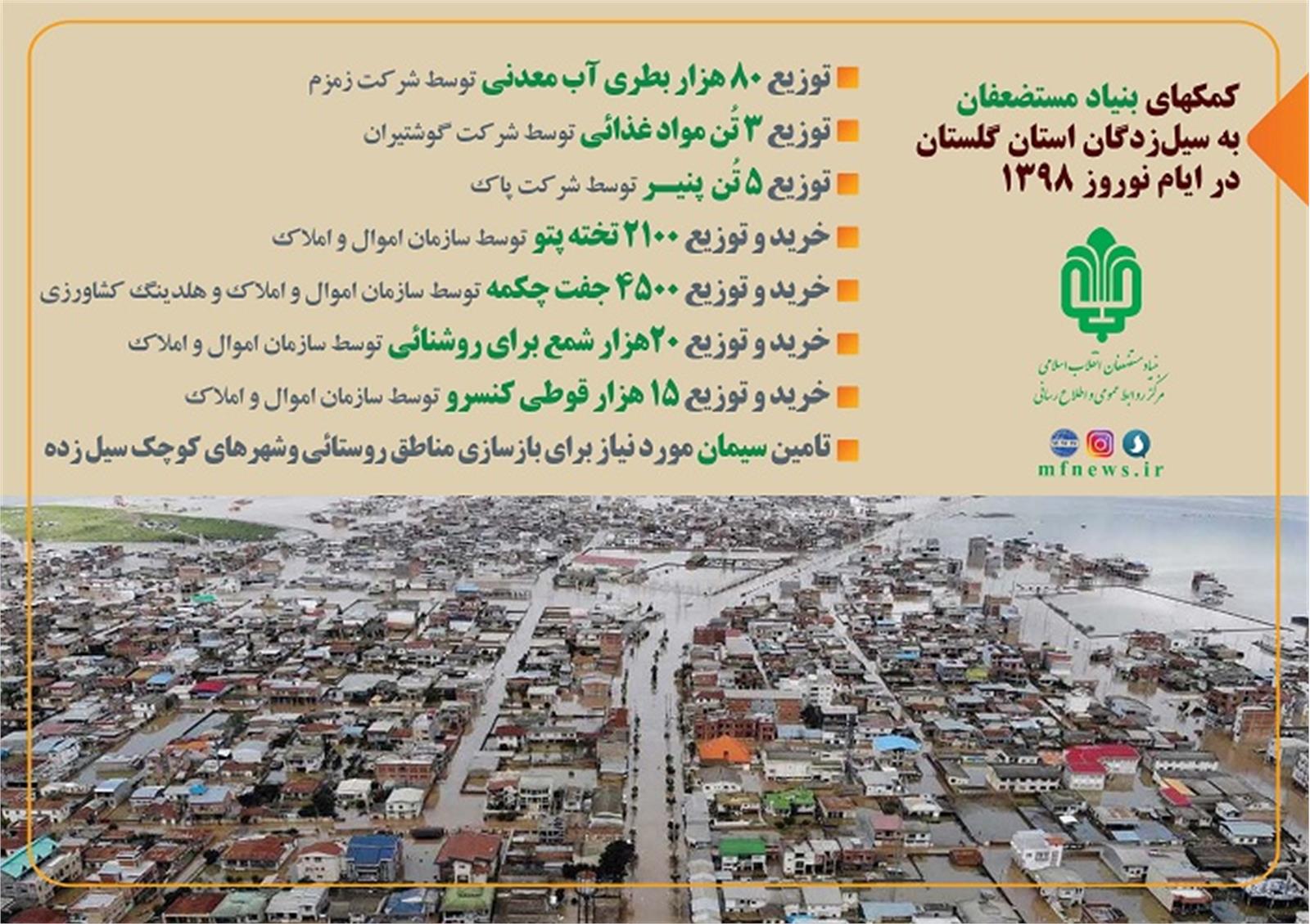 گزارش تصویری از بسته بندی و توزیع کمک‌های بنیاد مستضعفان به سیل زدگان استان گلستان